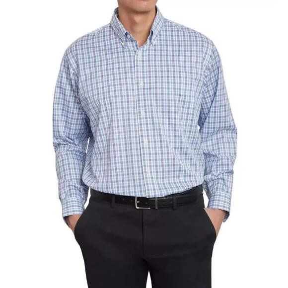 Kirkland Signature Other - Kirkland Signature Check & Plaid Pattern Collar Dress Shirt Blue , 17x34/35